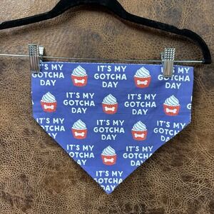 It's My Gotcha Day Blue Reversible Swirl Dog Pet. Fits over collar